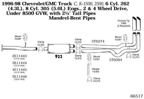 1998 Chevrolet 1500 Cat Back Exhaust